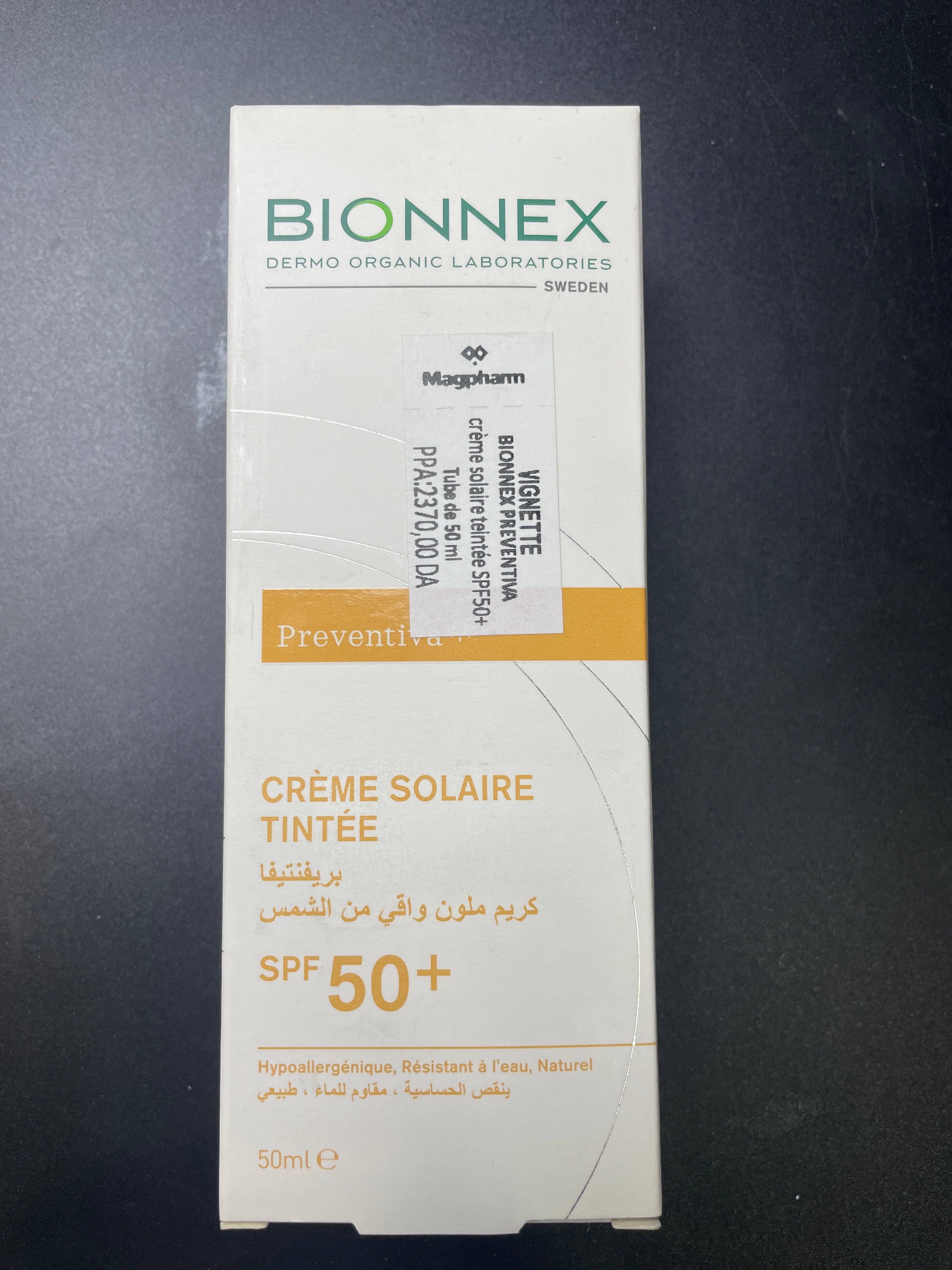 Bionnex créme solaire teinte 50+